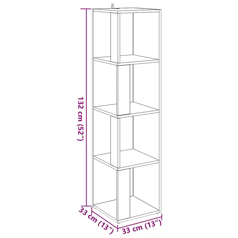 Armoire d'angle de rangement classique compacte 33 x 33 x 132 cm en bois d'ingénierie vieux bois 02_0050930
