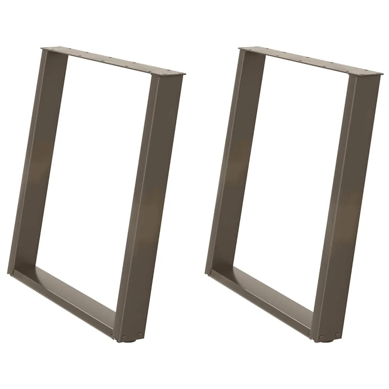 Lot de 2 pieds de table à manger en U 80 x 72-73 cm avec niveleurs réglables design moderne en acier naturel 02_0057079