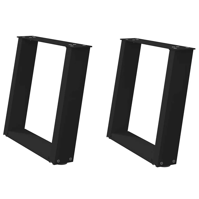 Lot de 2 pieds de table basse en U inclinés 50 x 42 x 43 cm avec niveleurs réglables design moderne en acier noir 02_0057048