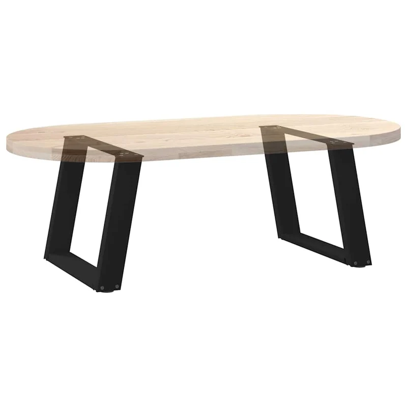 Lot de 2 pieds de table basse en U inclinés 50 x 42 x 43 cm avec niveleurs réglables design moderne en acier noir 02_0057048