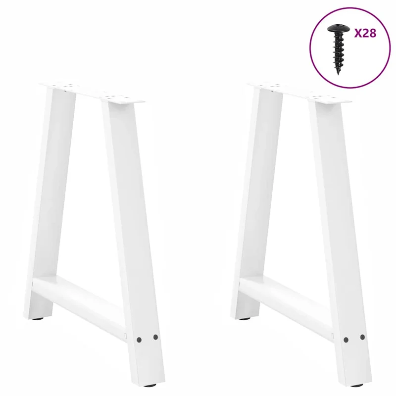 Lot de 2 pieds de table à manger en forme de A réglables 80 x 72-73 cm en acier blanc 02_0057133