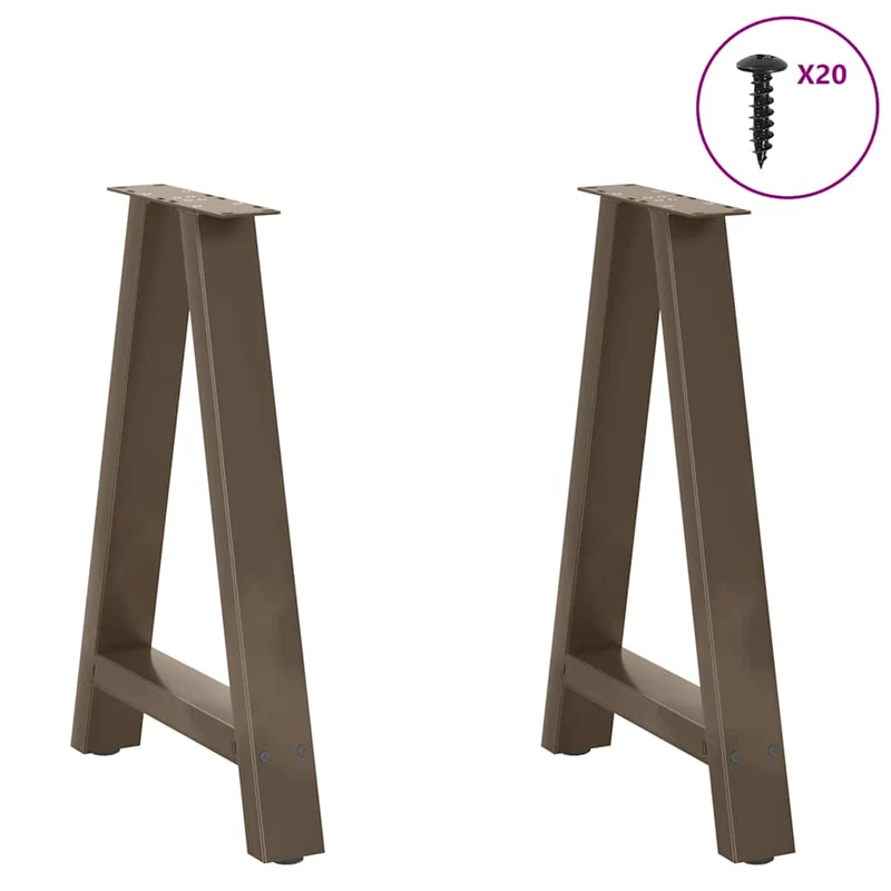 Lot de 2 pieds de table à manger en forme de A 50 x 72 cm design moderne avec niveleurs réglables en acier noir 02_0057125
