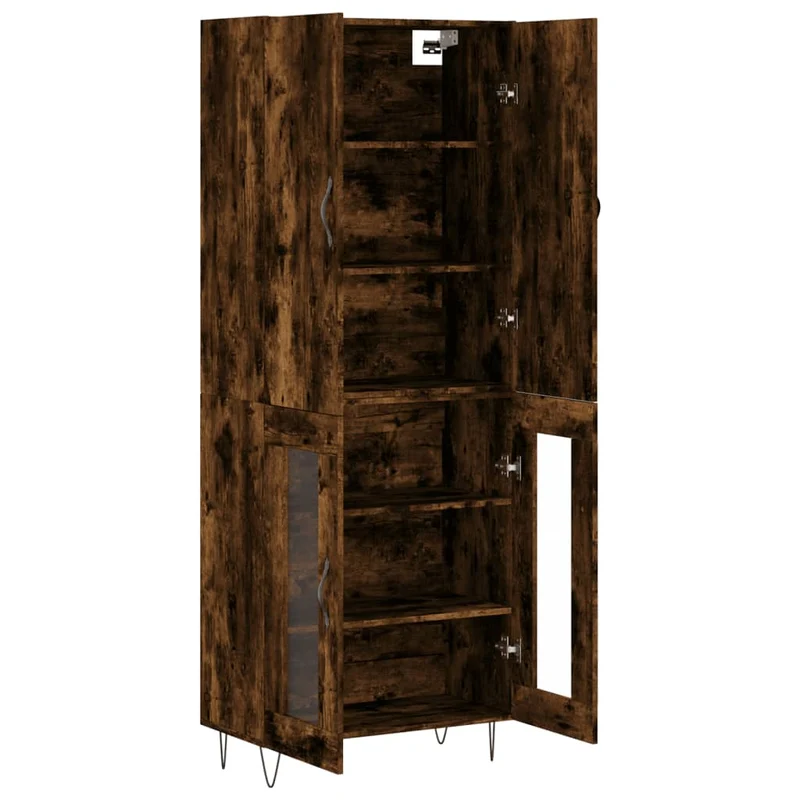 Buffet bahut commode armoire meuble de rangement organisateur cuisine salle de séjour salon haut 69,5 x 34 x 180 cm bois d'ingénierie marron 02_0033508