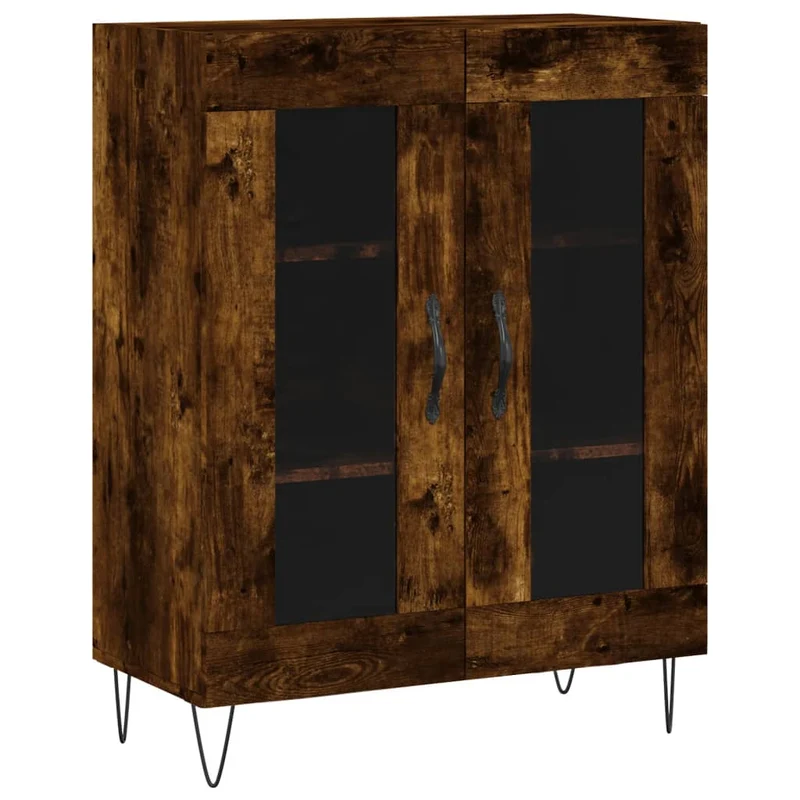Buffet bahut commode armoire meuble de rangement organisateur cuisine salle de séjour salon haut 69,5 x 34 x 180 cm bois d'ingénierie marron 02_0033508