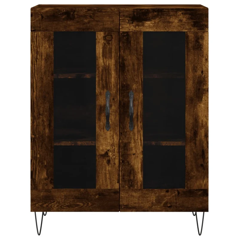 Buffet bahut commode armoire meuble de rangement organisateur cuisine salle de séjour salon haut 69,5 x 34 x 180 cm bois d'ingénierie marron 02_0033508