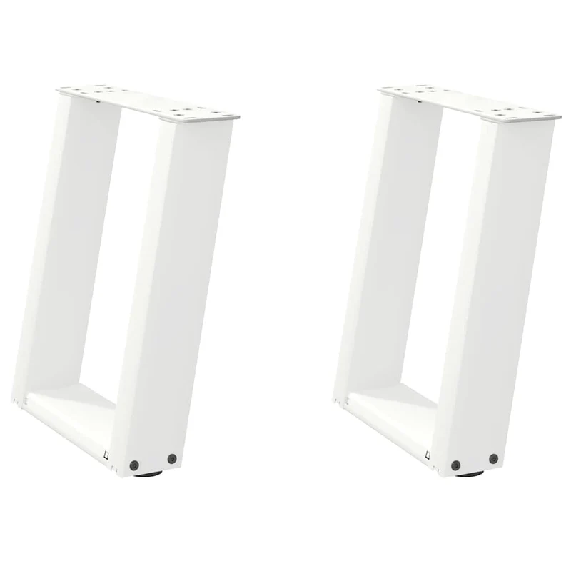 Lot de 2 pieds de table basse inclinés en U 28 x 42-43 cm avec niveleurs réglables style moderne en acier blanc 02_0057041