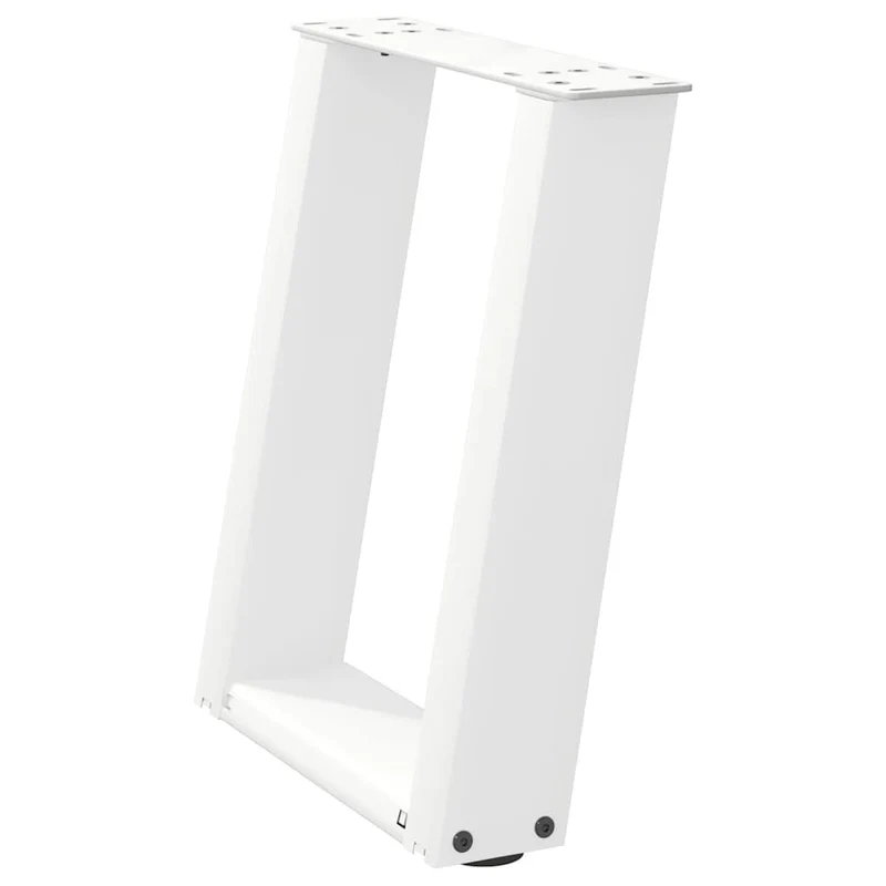Lot de 2 pieds de table basse inclinés en U 28 x 42-43 cm avec niveleurs réglables style moderne en acier blanc 02_0057041