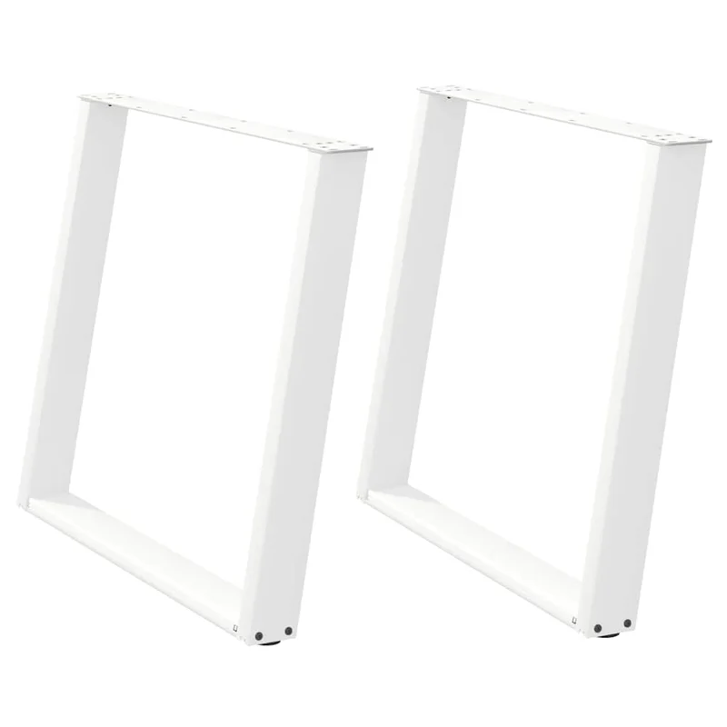 Lot de 2 pieds de table à manger en U réglables 90 x 73 cm stable design moderne en acier blanc 02_0057081