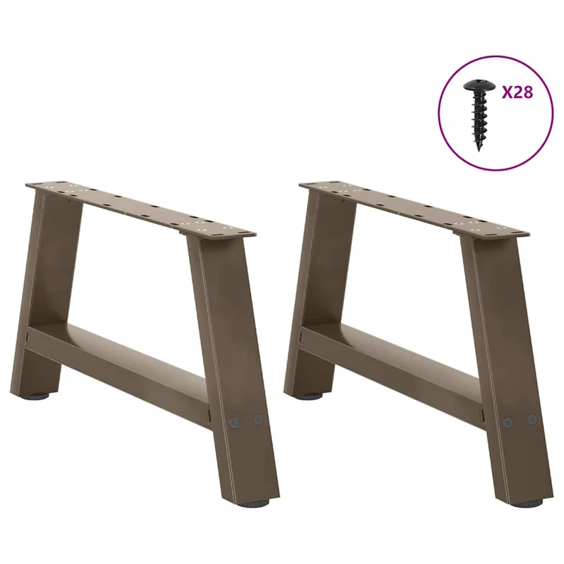 Lot de 2 pieds de table basse en A 60 x 30 cm avec niveleurs réglables style moderne en acier noir 02_0057103