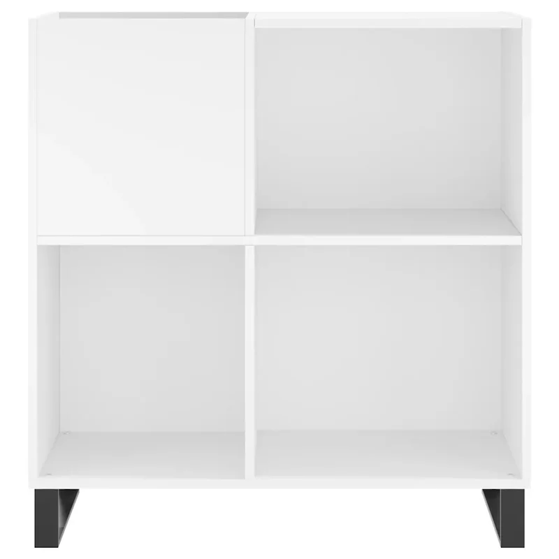 Armoire à disques classique 84,5 x 38 x 89 cm grand espace de rangement style industriel en bois d'ingénierie blanc 02_0049175