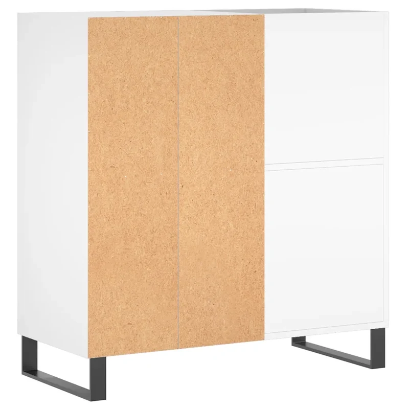 Armoire à disques classique 84,5 x 38 x 89 cm grand espace de rangement style industriel en bois d'ingénierie blanc 02_0049175