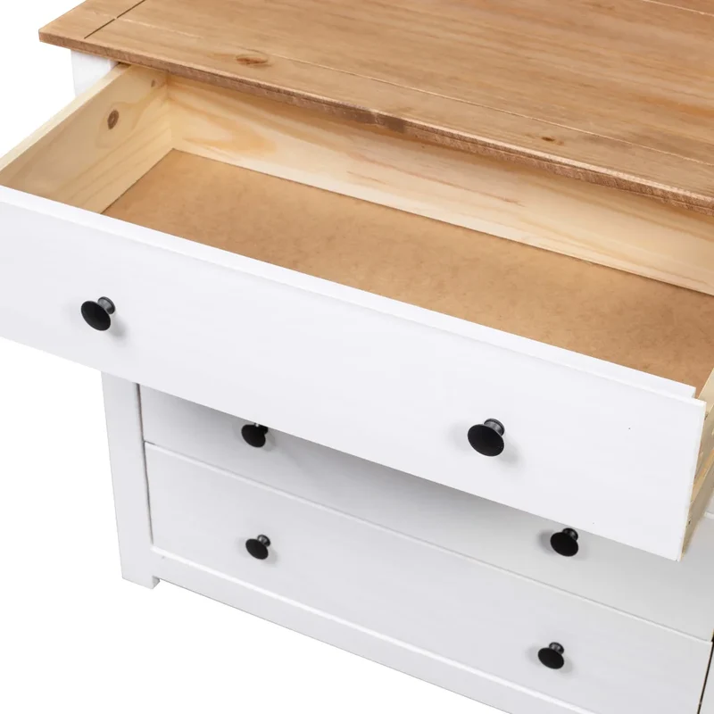 Armoire latérale pratique avec support téléphone 80 x 40 x 73 cm en bois de pin blanc 02_0046450
