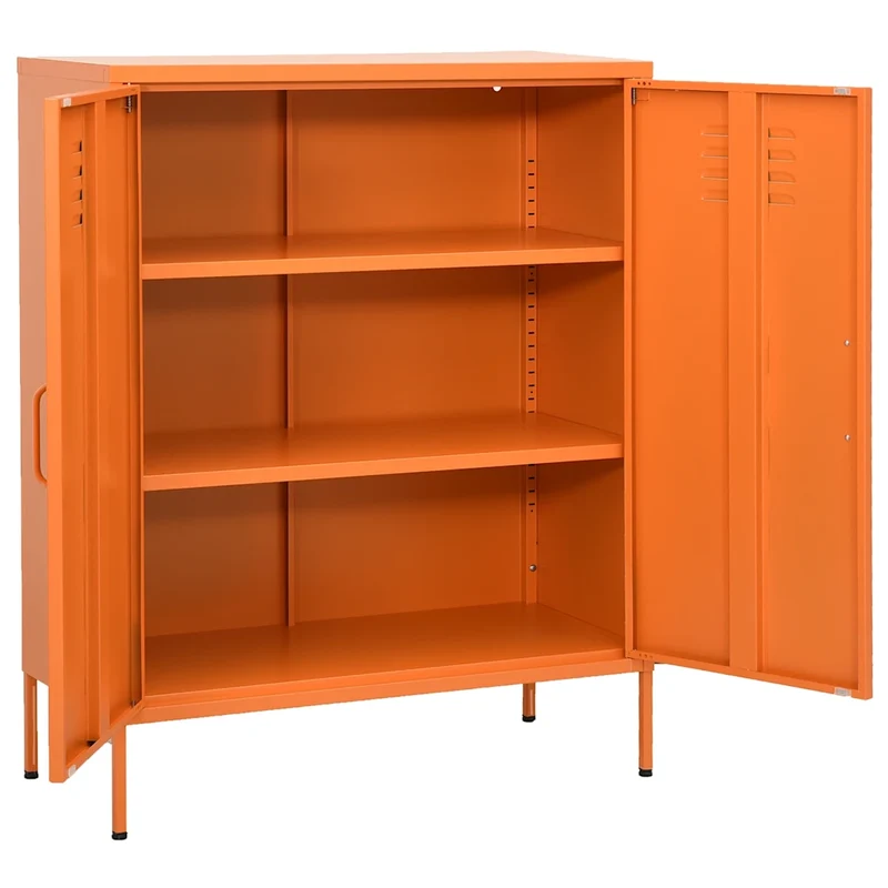 Armoire de rangement pratique 80 x 35 x 101,5 cm avec étagères réglables design contemporain en acier orange 02_0046856