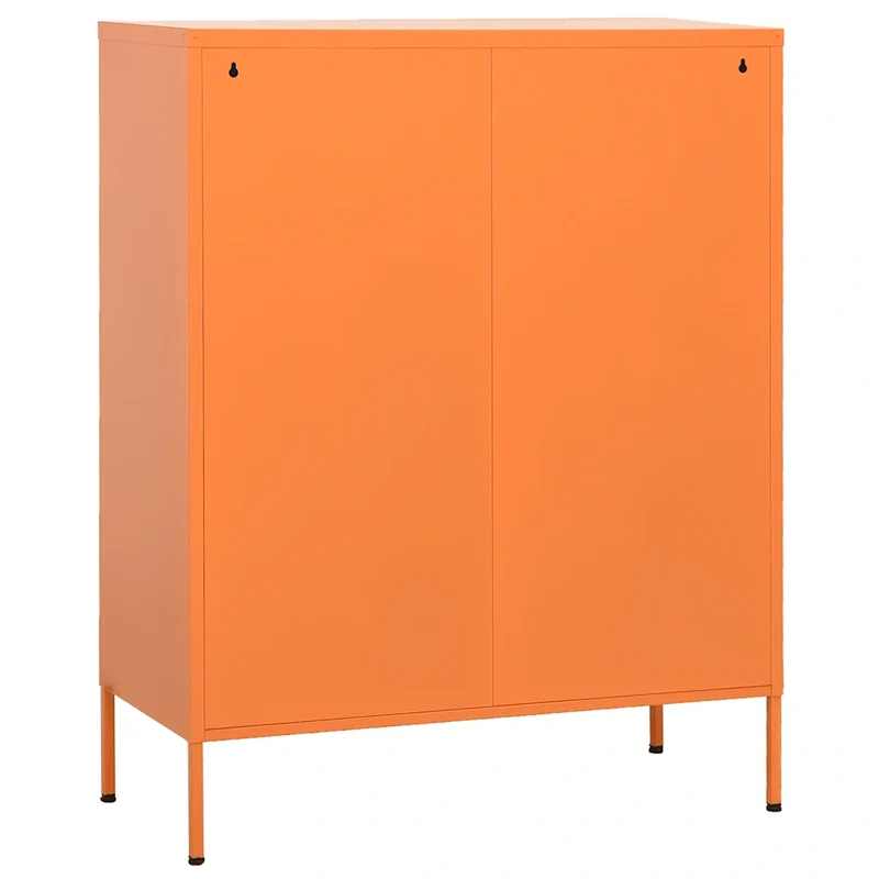 Armoire de rangement pratique 80 x 35 x 101,5 cm avec étagères réglables design contemporain en acier orange 02_0046856