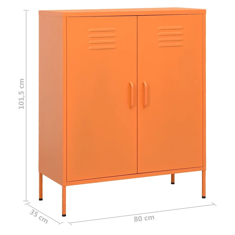 Armoire de rangement pratique 80 x 35 x 101,5 cm avec étagères réglables design contemporain en acier orange 02_0046856