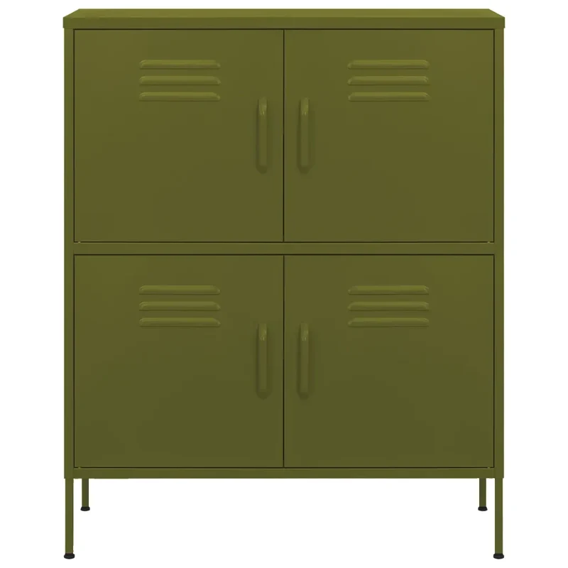 Armoire de rangement moderne avec 2 étagères réglables 80 x 35 x 101 cm en acier vert olive 02_0046826