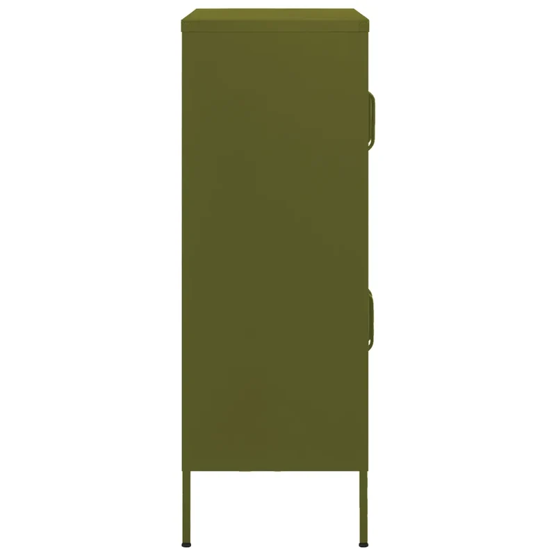Armoire de rangement moderne avec 2 étagères réglables 80 x 35 x 101 cm en acier vert olive 02_0046826
