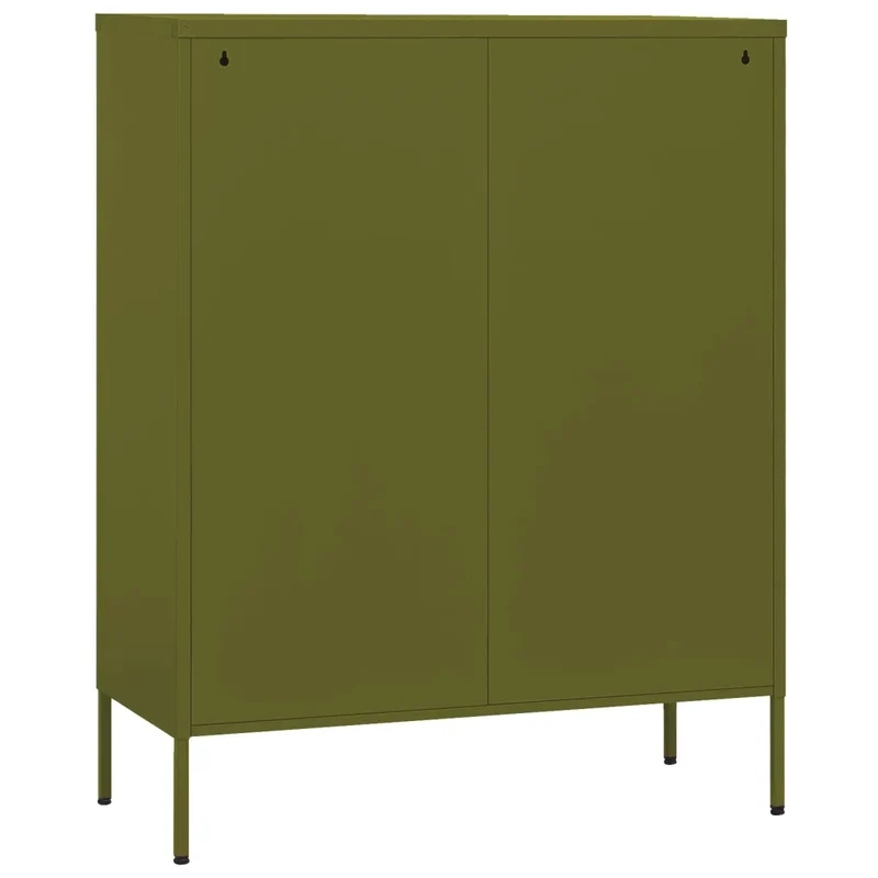 Armoire de rangement moderne avec 2 étagères réglables 80 x 35 x 101 cm en acier vert olive 02_0046826