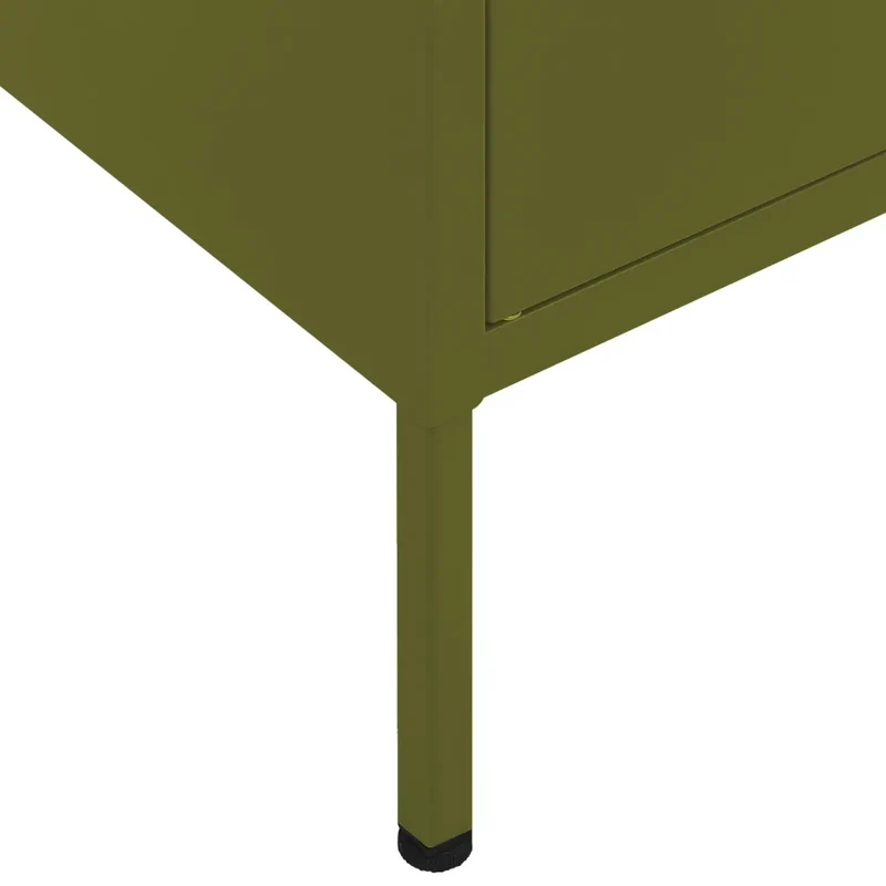 Armoire de rangement moderne avec 2 étagères réglables 80 x 35 x 101 cm en acier vert olive 02_0046826