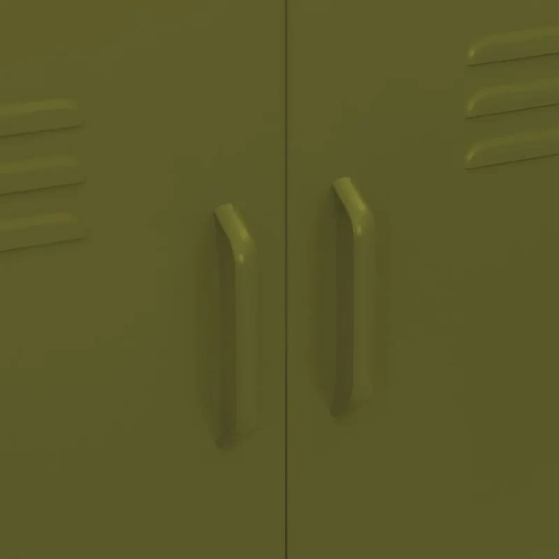 Armoire de rangement moderne avec 2 étagères réglables 80 x 35 x 101 cm en acier vert olive 02_0046826