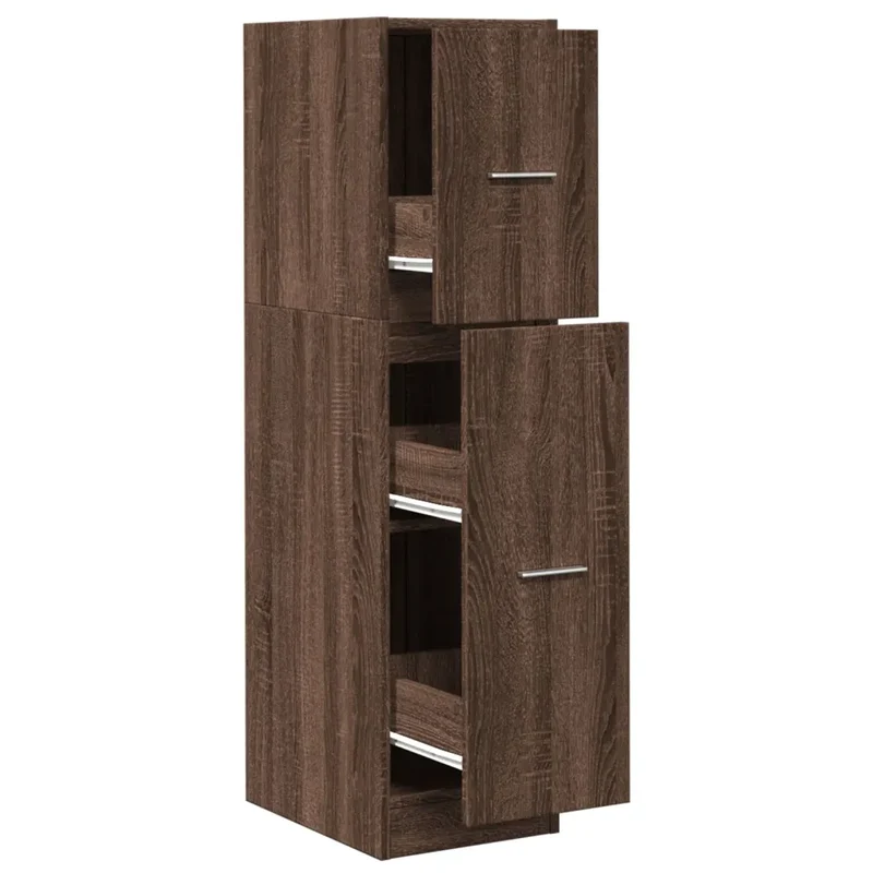 Armoire d'apothicaire multifonctionnelle 30 x 41 x 118 cm rangement pratique style classique en bois d'ingénierie marron 02_0050616