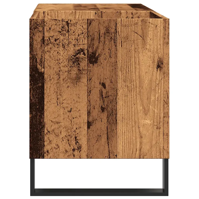 Armoire à disques vintage bois 84,5 x 38 x 48 cm grand espace de rangement style industriel en bois vieux 02_0051124