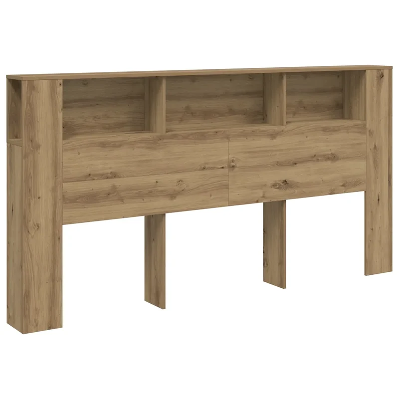 Armoire de tête de lit contemporaine avec rangement 200 x 18,5 x 102,5 cm en bois d'ingénierie chêne artisanal 02_0050975