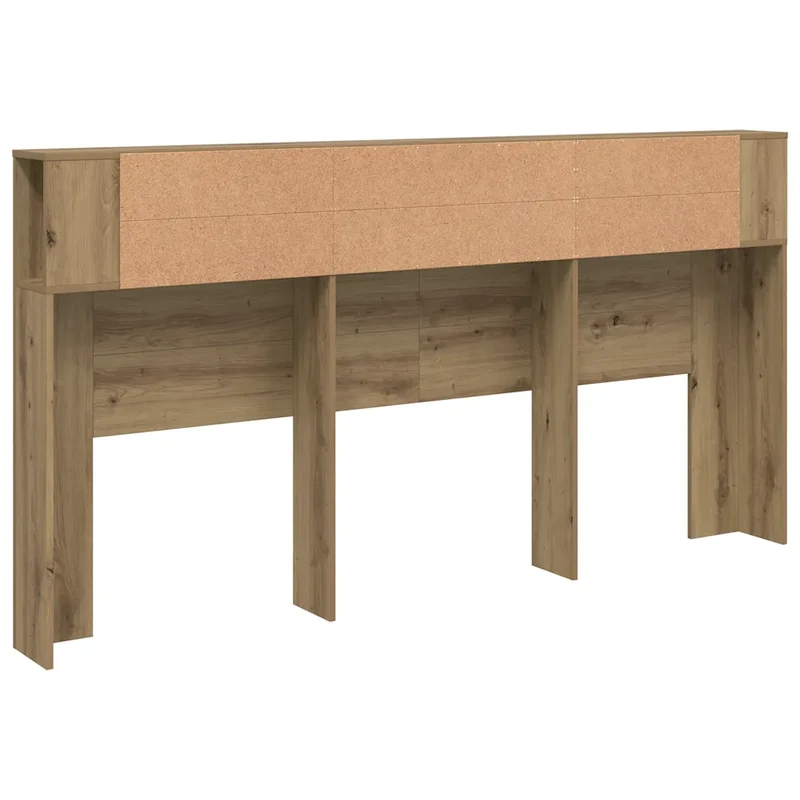 Armoire de tête de lit contemporaine avec rangement 200 x 18,5 x 102,5 cm en bois d'ingénierie chêne artisanal 02_0050975