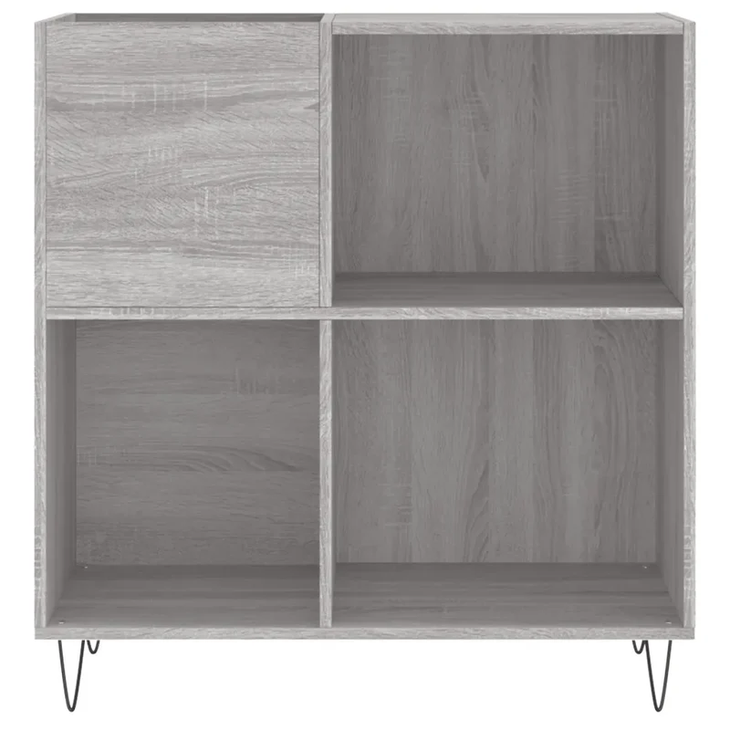 Armoire à disques pratique rangement vinyles 84,5 x 38 x 89 cm style industriel en bois d'ingénierie gris 02_0049173