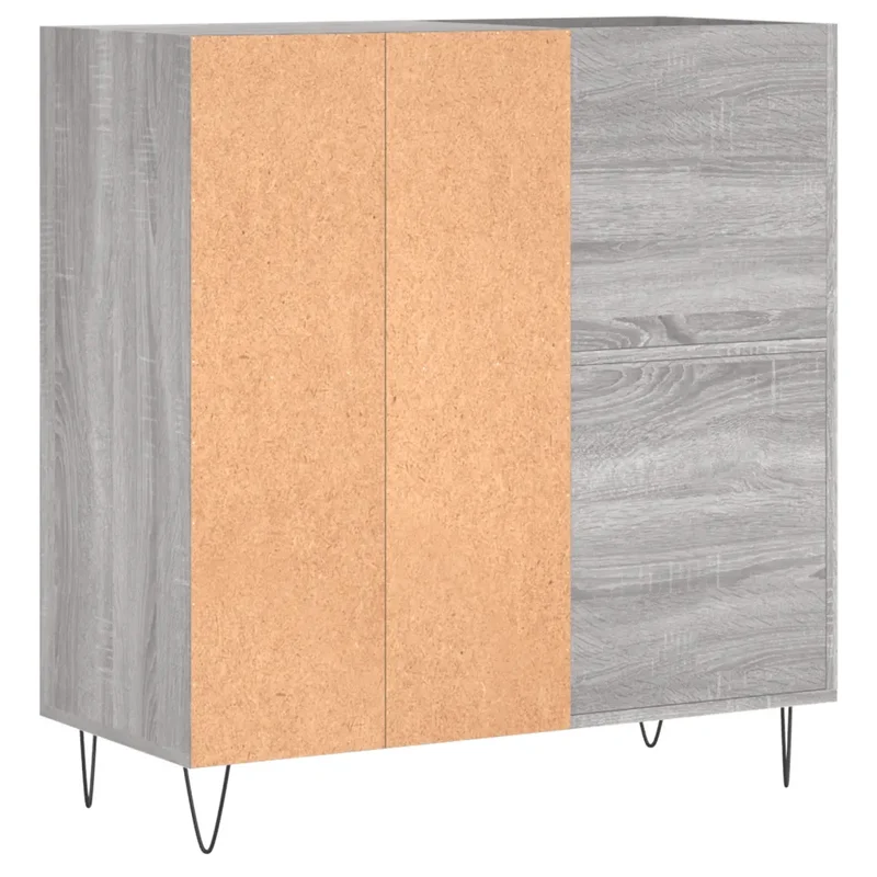Armoire à disques pratique rangement vinyles 84,5 x 38 x 89 cm style industriel en bois d'ingénierie gris 02_0049173