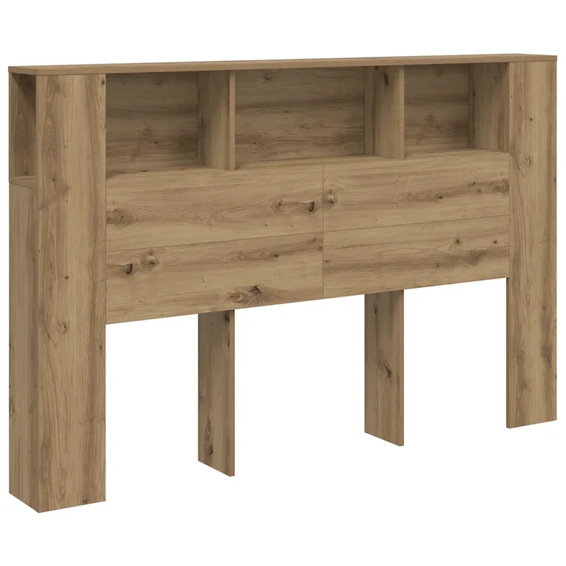 Tête de lit bibliothèque gain de place 160 x 18 x 103 cm pour chambre élégante en bois d'ingénierie chêne artisanal 02_0050971