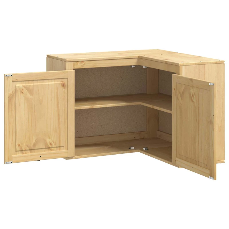 Armoire avec étagère moderne grande capacité rectangulaire 80 x 80 x 60 cm en pin massif miel 02_0058898