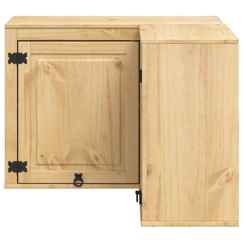 Armoire avec étagère moderne grande capacité rectangulaire 80 x 80 x 60 cm en pin massif miel 02_0058898