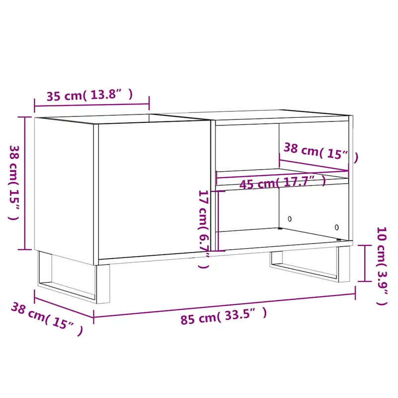 Armoire à disques pratique classique rangement 85 x 38 x 48 cm style industriel en bois d'ingénierie chêne sonoma 02_0049118