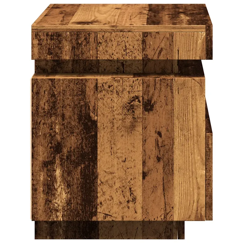Lot de 2 tables de chevet pratiques avec éclairage LED 40 x 39 x 48 cm en bois d'ingénierie vieux bois 02_0051159