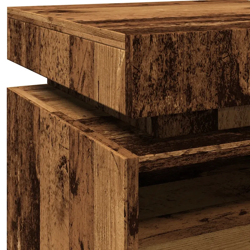 Lot de 2 tables de chevet pratiques avec éclairage LED 40 x 39 x 48 cm en bois d'ingénierie vieux bois 02_0051159