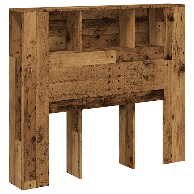 Armoire de tête de lit bibliothèque contemporaine 120 x 19 x 104 cm grand espace de rangement en bois d'ingénierie vieux bois 02_0050966