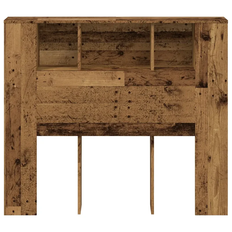Armoire de tête de lit bibliothèque contemporaine 120 x 19 x 104 cm grand espace de rangement en bois d'ingénierie vieux bois 02_0050966