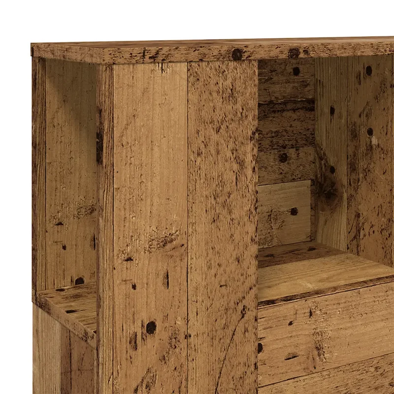 Armoire de tête de lit bibliothèque contemporaine 120 x 19 x 104 cm grand espace de rangement en bois d'ingénierie vieux bois 02_0050966