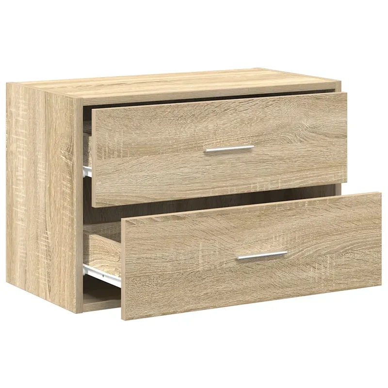 Armoire de rangement empilable avec 2 tiroirs pour salon chambre 60 x 31 x 40 cm en bois d'ingénierie chêne sonoma 02_0051192