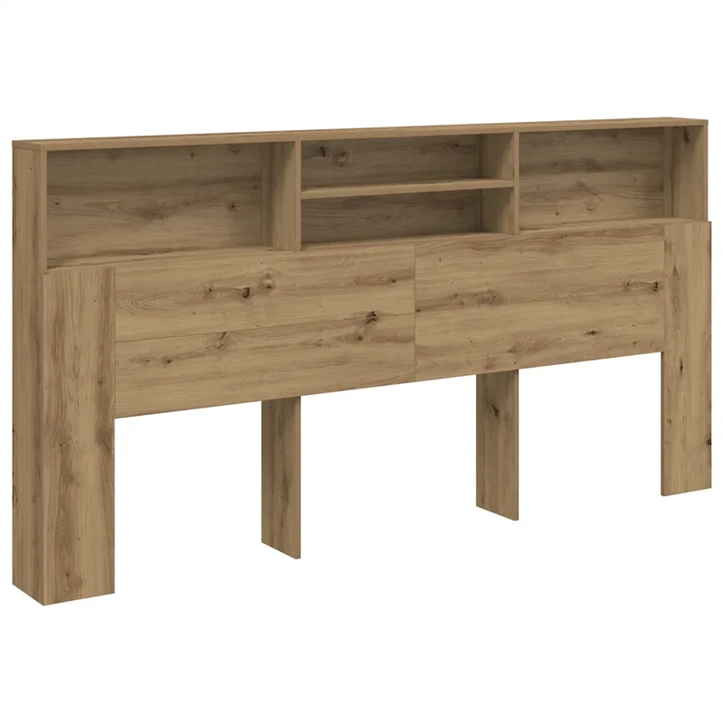Armoire de tête de lit contemporaine avec rangement 200 x 19 x 103 cm en bois d'ingénierie chêne artisanal 02_0050963