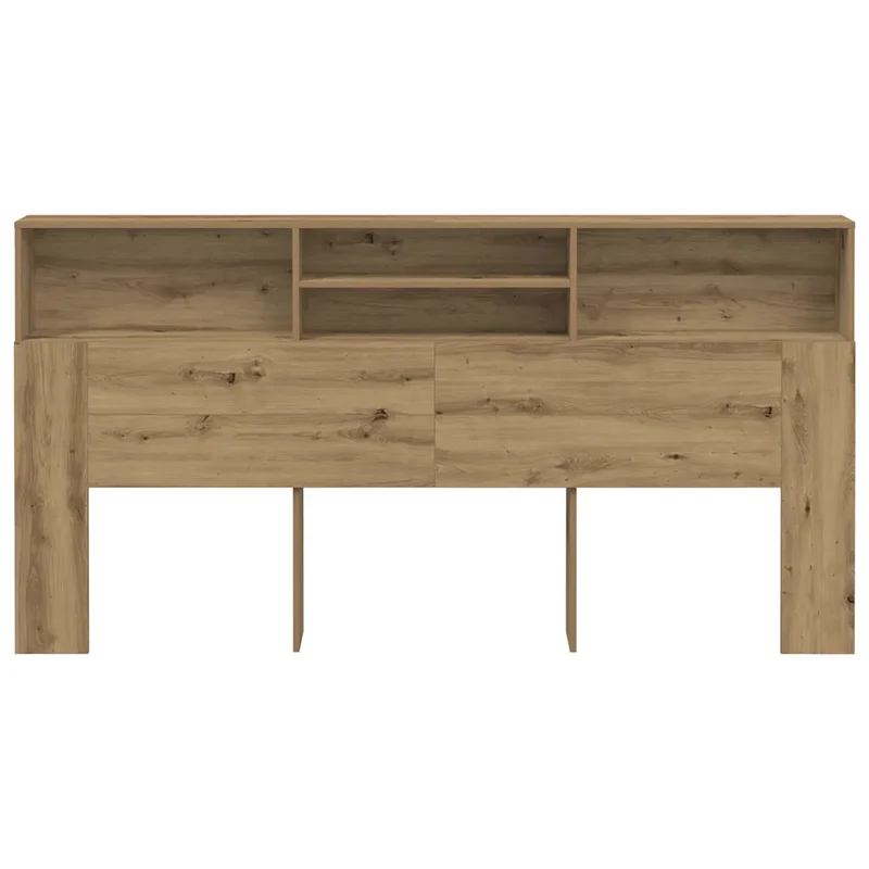 Armoire de tête de lit contemporaine avec rangement 200 x 19 x 103 cm en bois d'ingénierie chêne artisanal 02_0050963