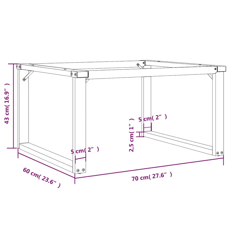 Pieds de table basse en O 70 x 60 x 43 cm robustes design industriel facile à installer en acier noir 02_0047216