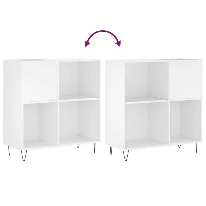 Armoire à disques classique pratique rangement 84,5 x 38 x 89 cm en bois d'ingénierie blanc 02_0049167