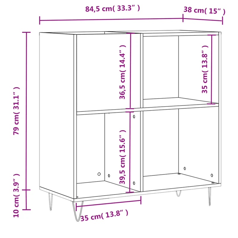 Armoire à disques classique pratique rangement 84,5 x 38 x 89 cm en bois d'ingénierie blanc 02_0049167