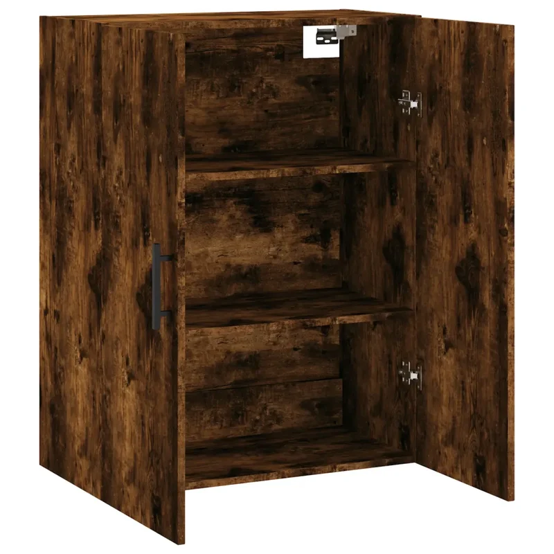 Armoire murale en bois d'ingénierie chêne fumé 69,5 x 34 x 90 cm grand espace de rangement design contemporain 02_0048600