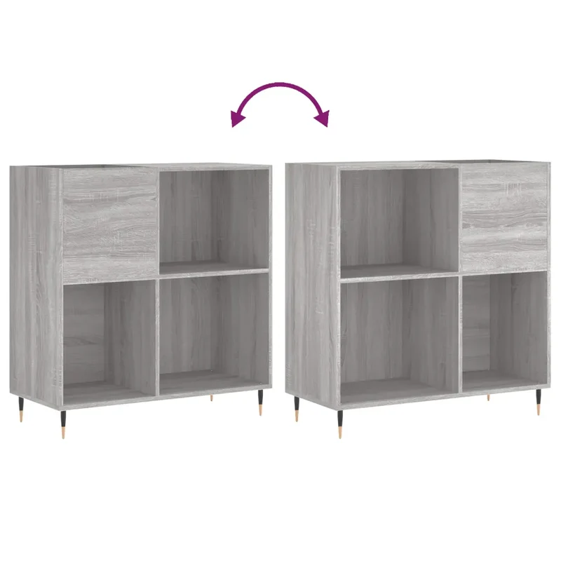 Armoire à disques pratique et classique 84,5 x 38 x 89 cm avec espace de rangement ample style industriel en bois d'ingénierie sonoma gris 02_0049165