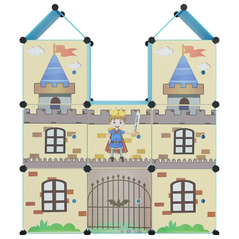 Armoire de rangement pour enfants 109,5 x 36,5 x 127 cm pratique et colorée ambiance ludique en PP bleu 02_0047053