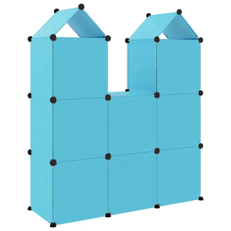 Armoire de rangement pour enfants 109,5 x 36,5 x 127 cm pratique et colorée ambiance ludique en PP bleu 02_0047053