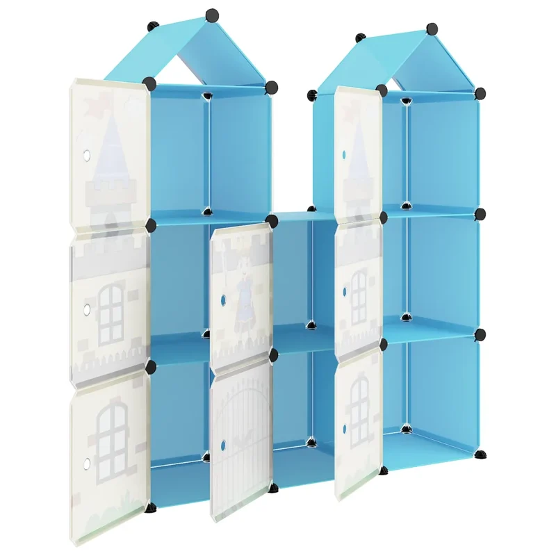 Armoire de rangement pour enfants 109,5 x 36,5 x 127 cm pratique et colorée ambiance ludique en PP bleu 02_0047053
